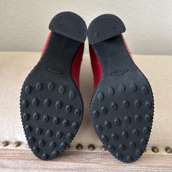 Like New Tod's Red and Black Heeled Boots with Elastic Panels - Picture 6 of 8